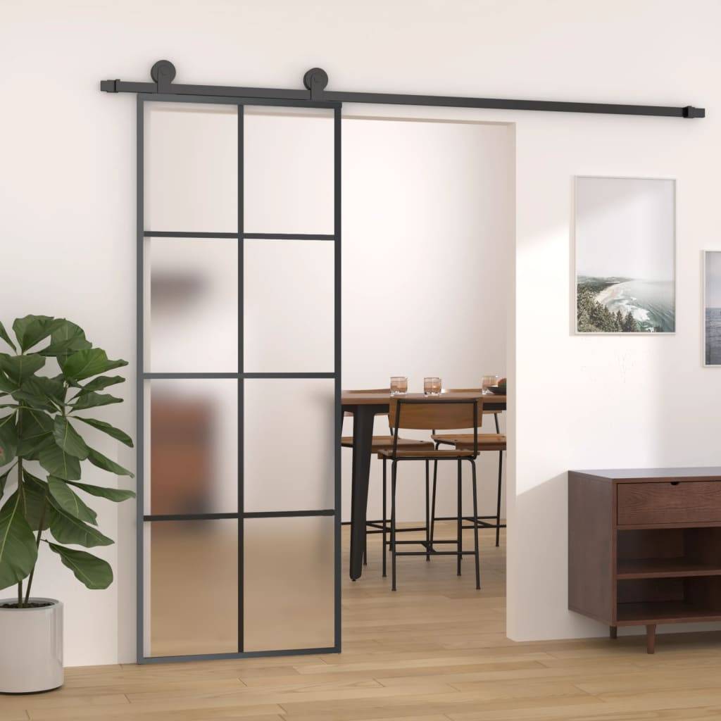 vidaXL Schiebetür mit Beschlag 76x205 cm ESG-Glas & Aluminium