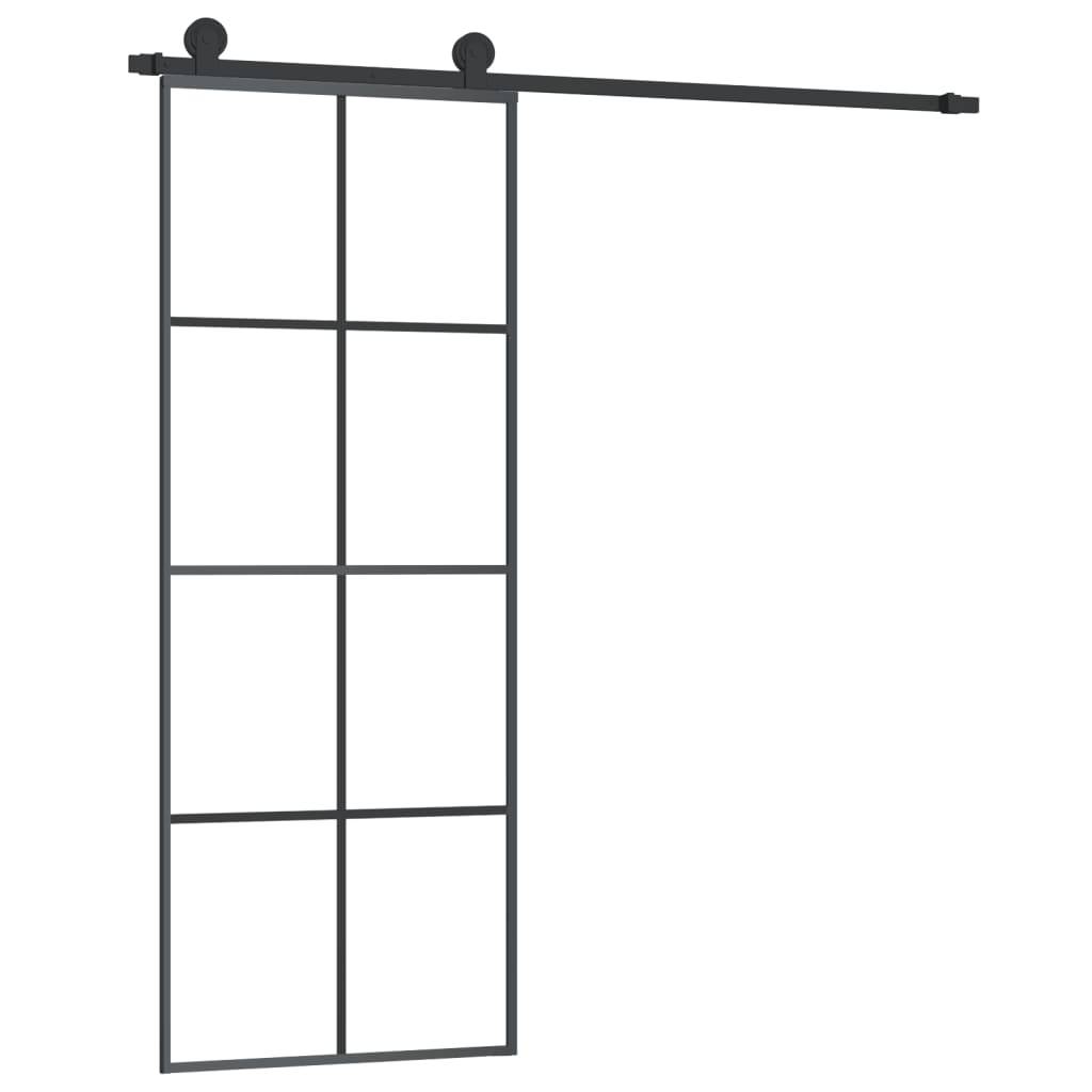 vidaXL Schiebetür mit Beschlag 76x205 cm ESG-Glas & Aluminium