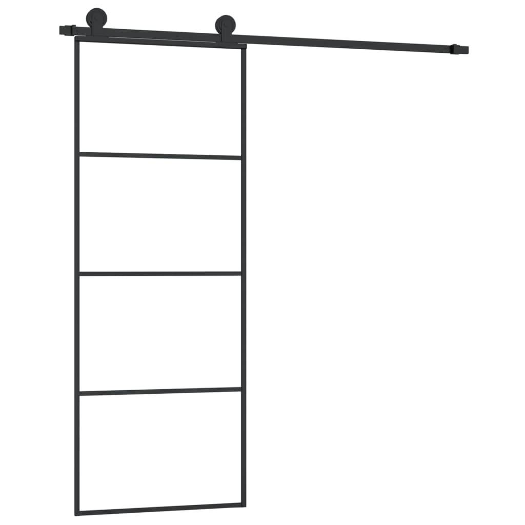 vidaXL Schiebetür mit Beschlag 76x205 cm ESG-Glas & Aluminium