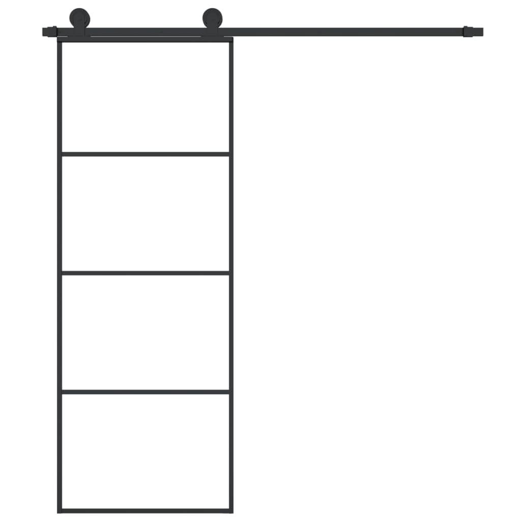 vidaXL Schiebetür mit Beschlag 76x205 cm ESG-Glas & Aluminium