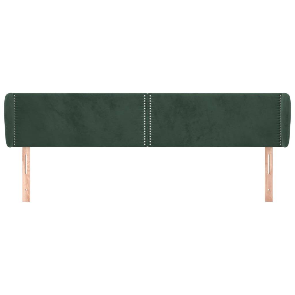 vidaXL Kopfteil mit Ohren Dunkelgrün 203x23x78/88 cm Samt