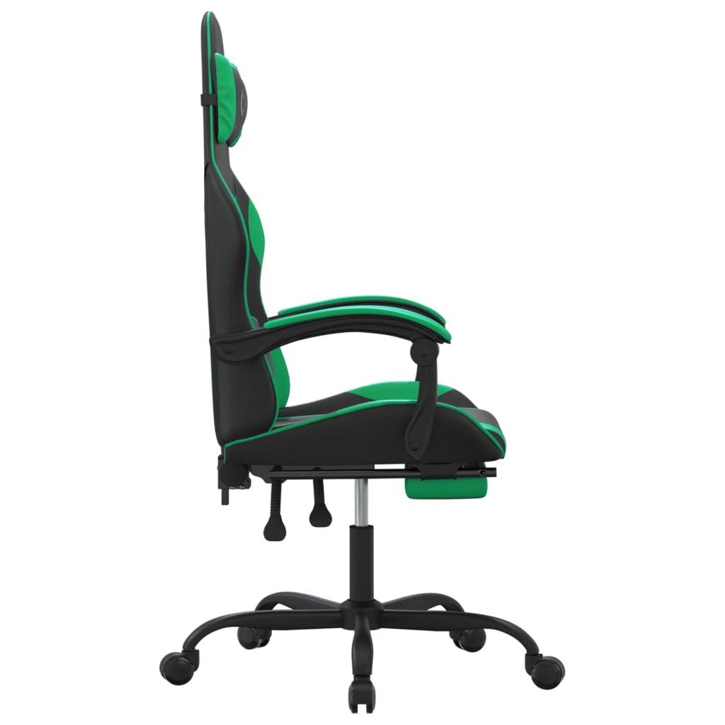 vidaXL Gaming-Stuhl mit Fußstütze Drehbar Schwarz & Grün Kunstleder