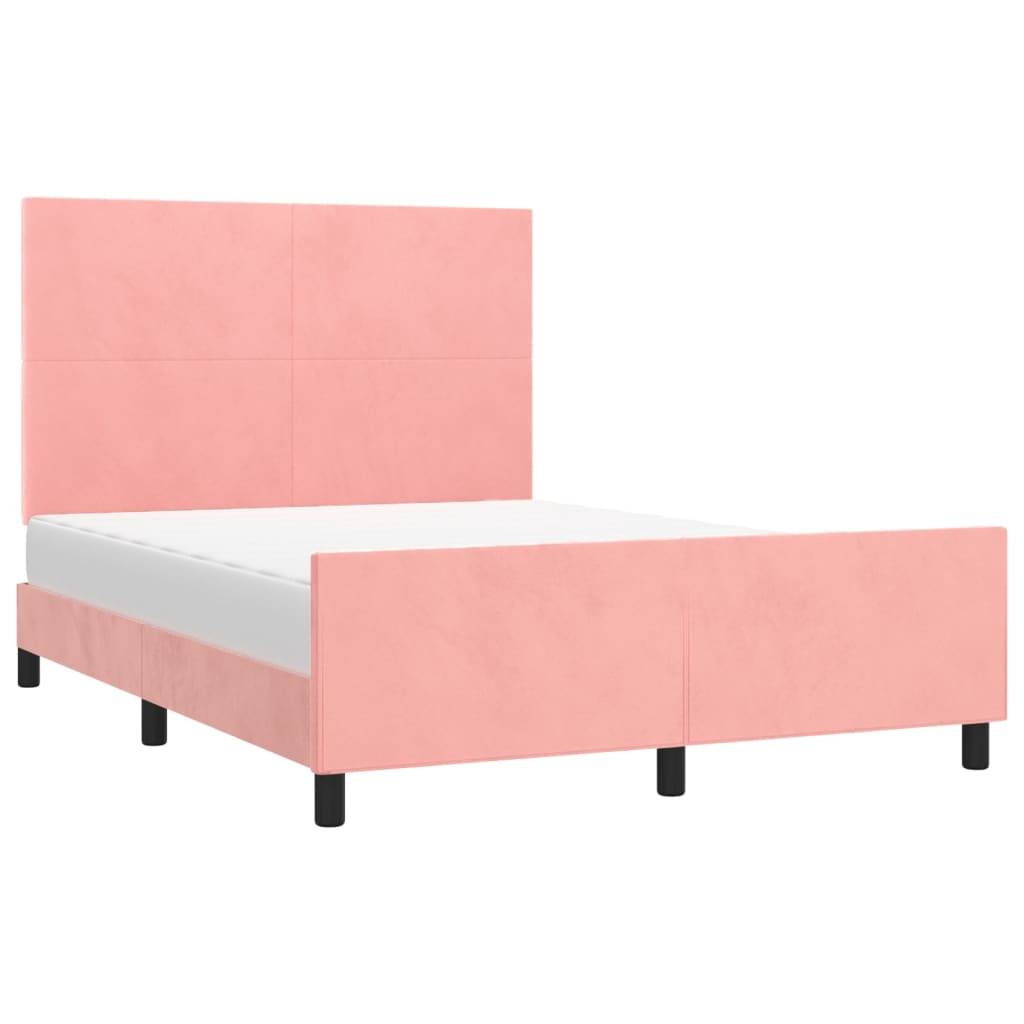 vidaXL Bettgestell mit Kopfteil Rosa 140x190 cm Samt