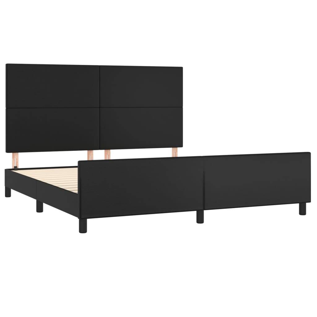 vidaXL Bettgestell mit Kopfteil Schwarz 180x200 cm Kunstleder