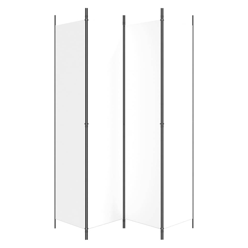 vidaXL 4-tlg. Paravent Weiß 200x220 cm Stoff