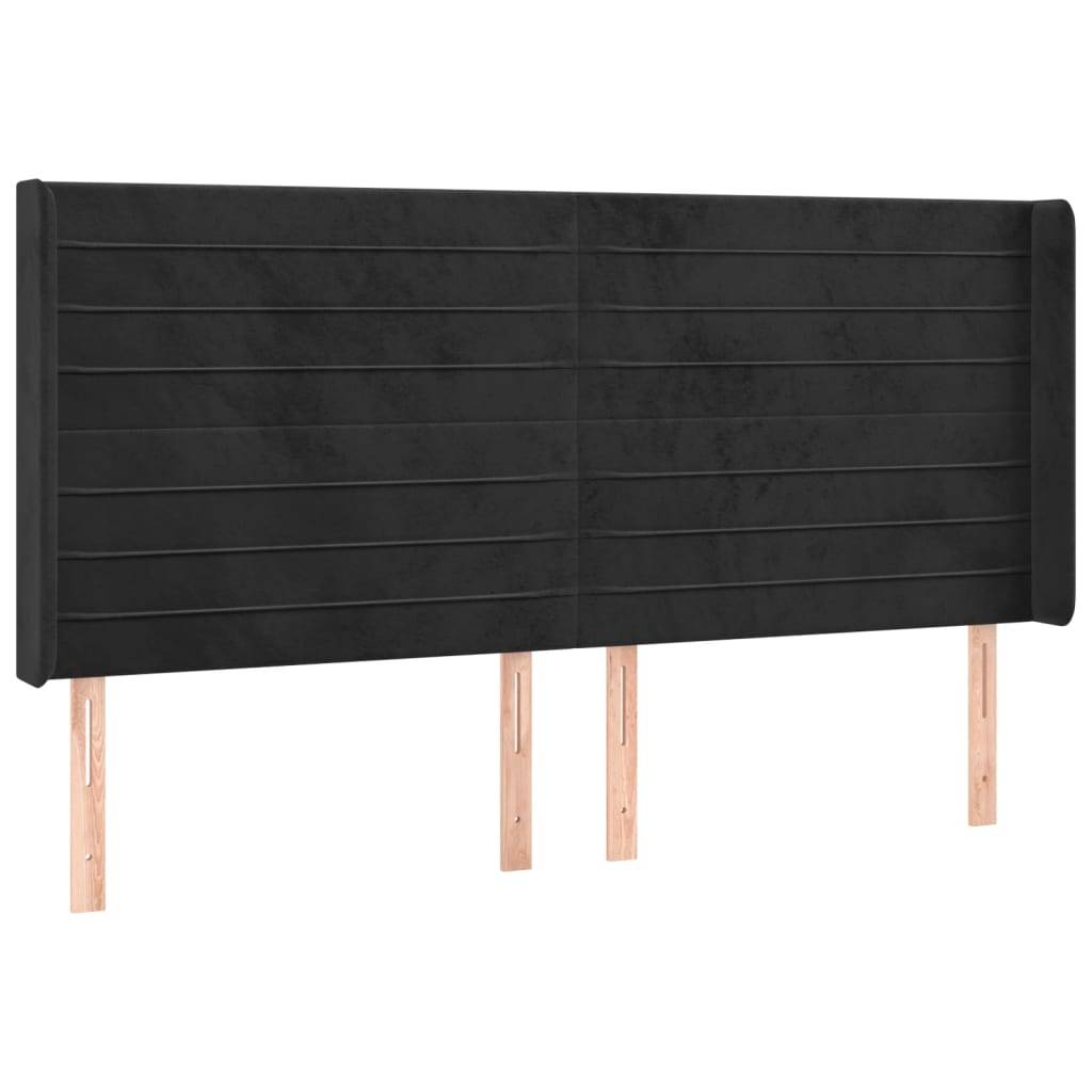 vidaXL Kopfteil mit Ohren Schwarz 203x16x118/128 cm Samt