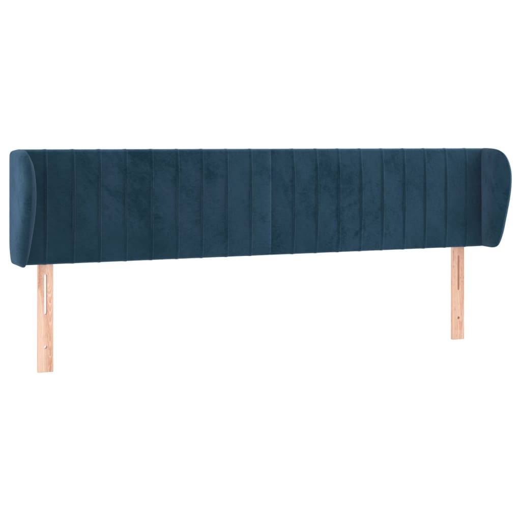 vidaXL Kopfteil mit Ohren Dunkelblau 183x23x78/88 cm Samt