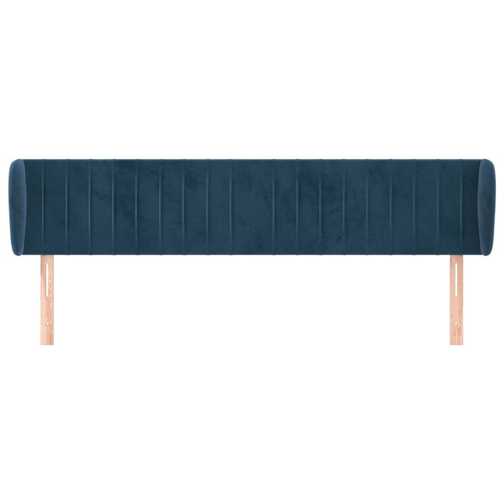 vidaXL Kopfteil mit Ohren Dunkelblau 183x23x78/88 cm Samt