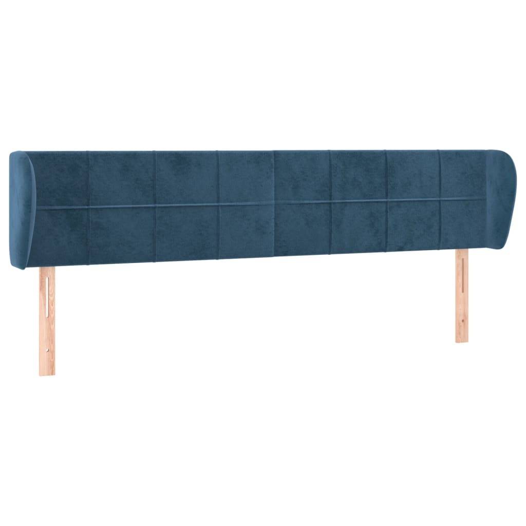 vidaXL Kopfteil mit Ohren Dunkelblau 163x23x78/88 cm Samt
