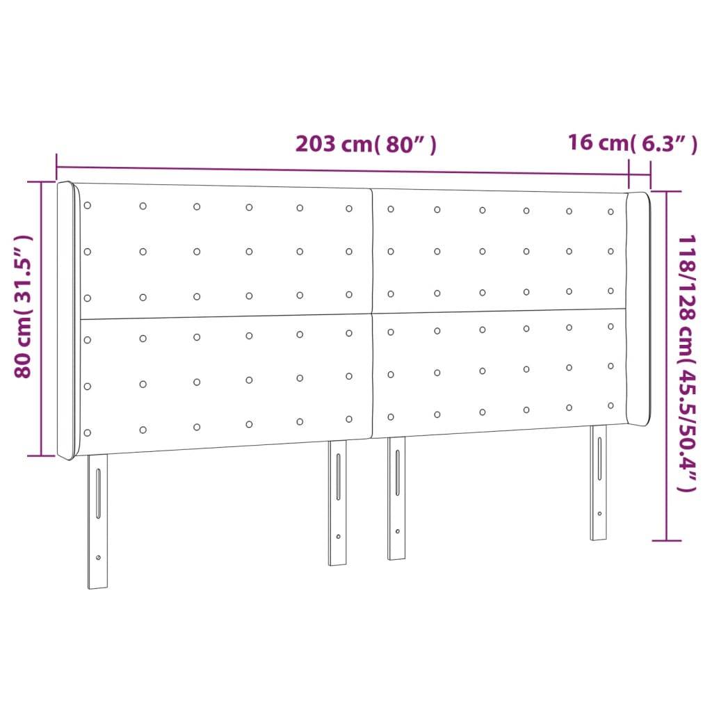 vidaXL Kopfteil mit Ohren Cappuccino-Braun 203x16x118/128cm Kunstleder