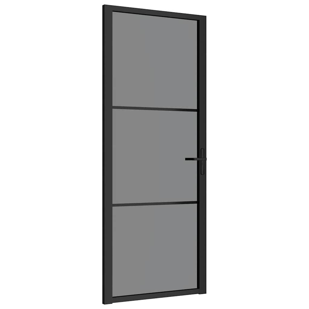 vidaXL Innentür 83x201,5 cm Schwarz ESG-Glas und Aluminium
