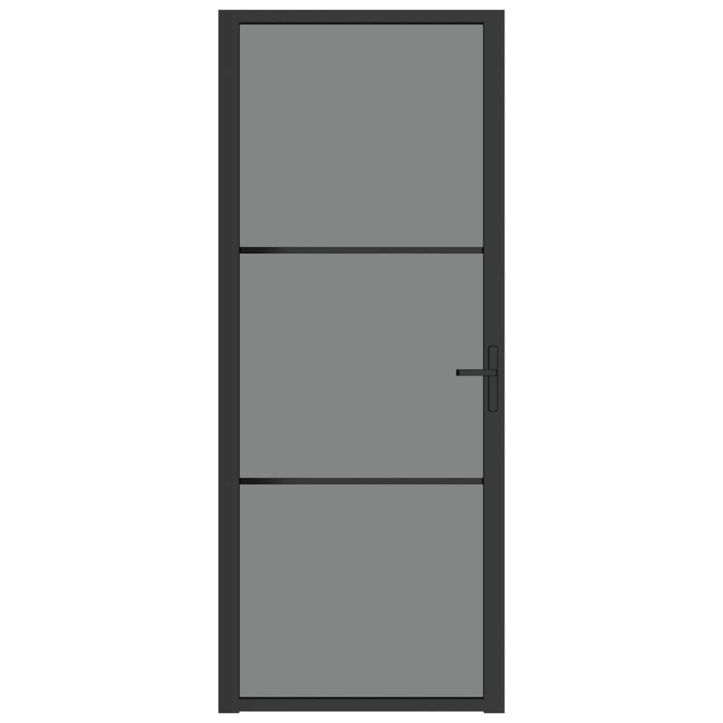 vidaXL Innentür 83x201,5 cm Schwarz ESG-Glas und Aluminium