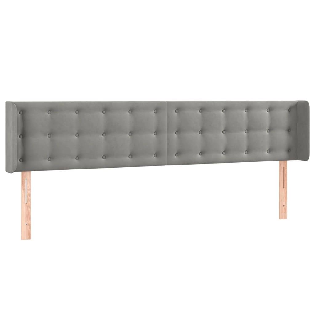 vidaXL LED Kopfteil Hellgrau 203x16x78/88 cm Samt