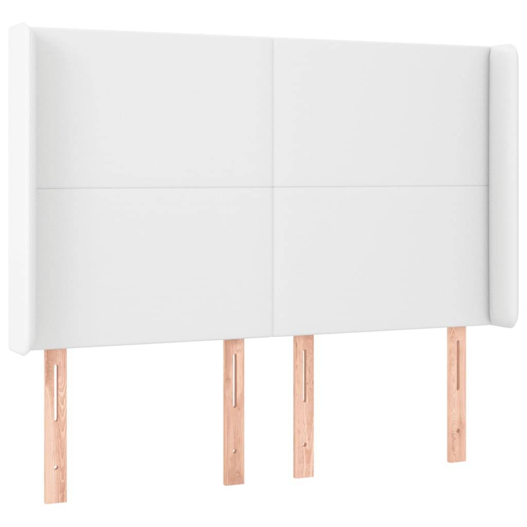 vidaXL LED Kopfteil Weiß 147x16x118/128 cm Kunstleder