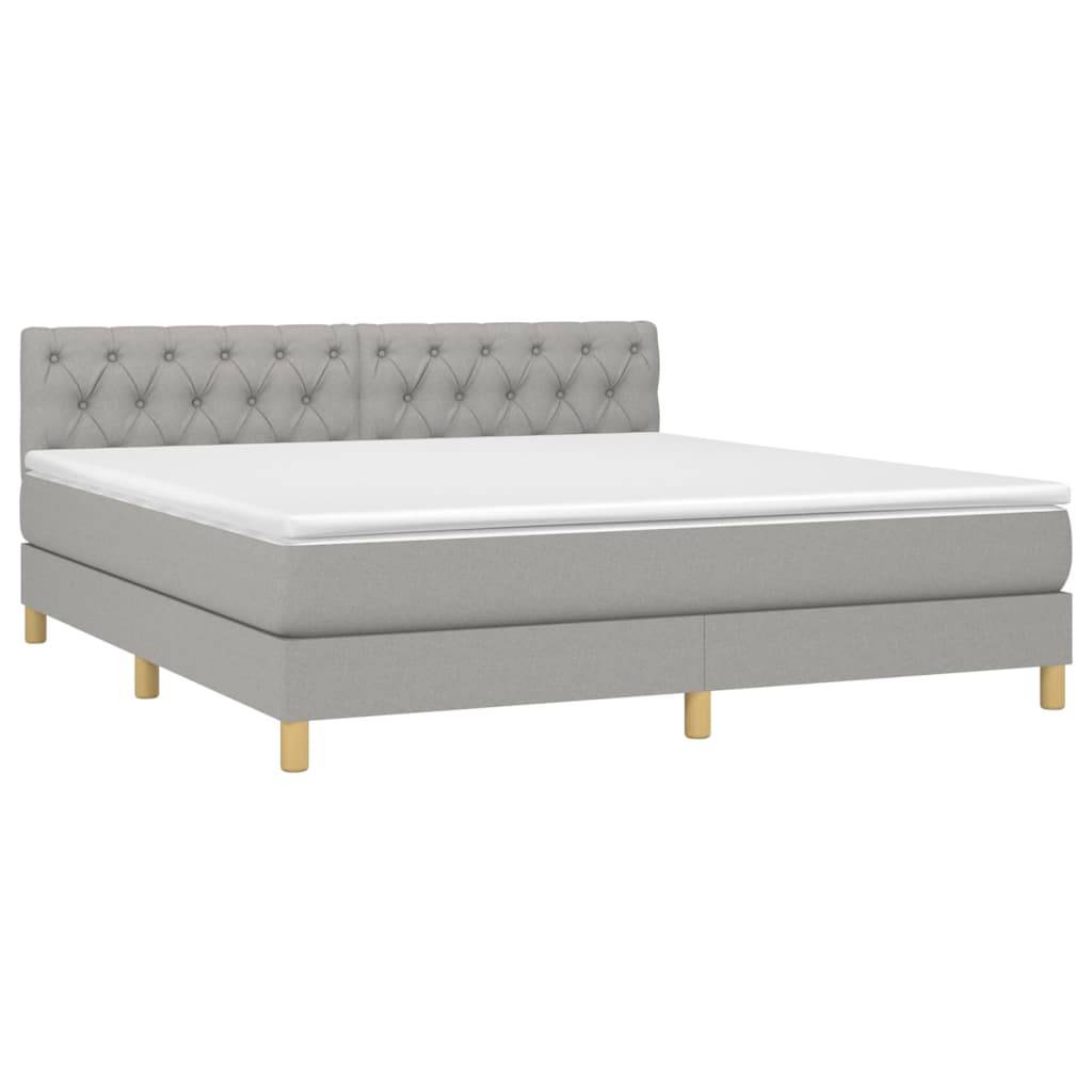 vidaXL Boxspringbett mit Matratze Hellgrau 160x200 cm Stoff