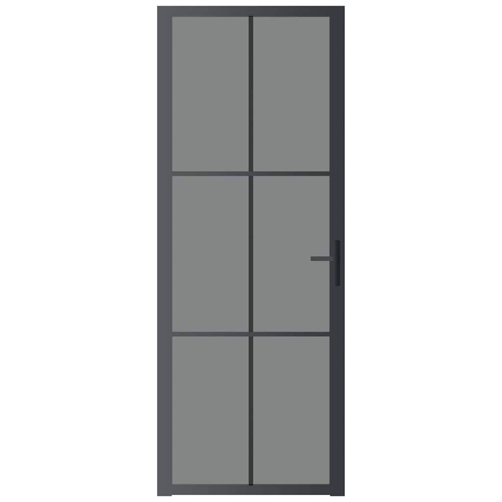 vidaXL Innentür 76x201,5 cm Schwarz ESG-Glas und Aluminium