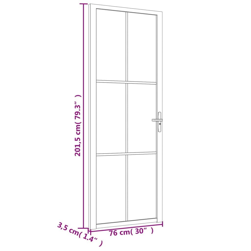 vidaXL Innentür 76x201,5 cm Weiß ESG-Glas und Aluminium