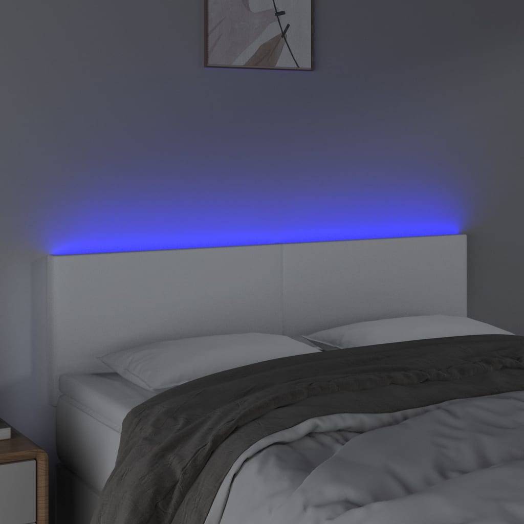 vidaXL LED Kopfteil Weiß 144x5x78/88 cm Kunstleder