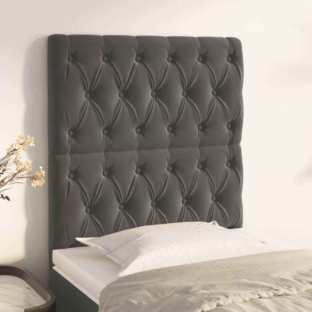 vidaXL Kopfteile 2 Stk. Dunkelgrau 80x7x78/88 cm Samt