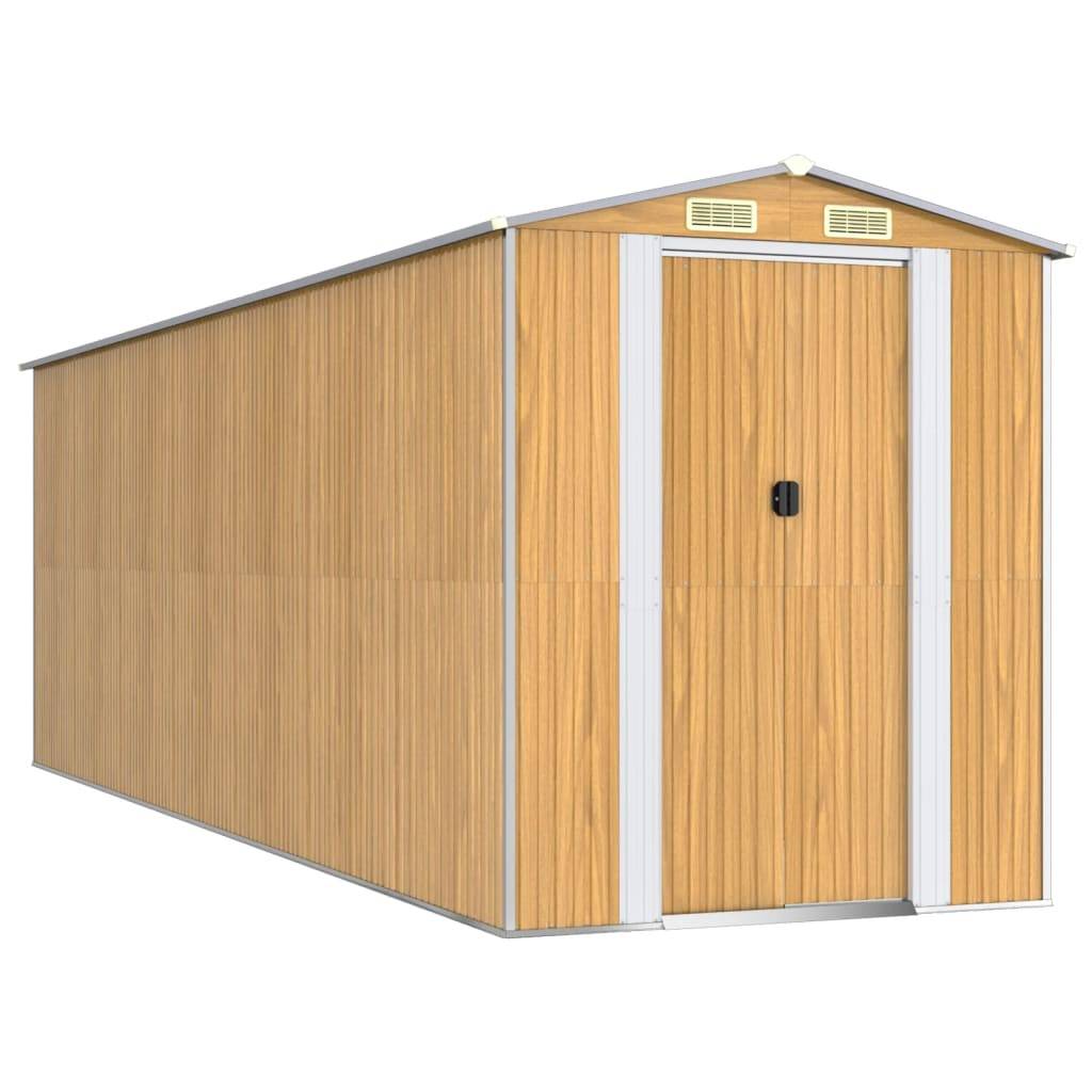 vidaXL Geräteschuppen Hellbraun 192x606x223 cm Verzinkter Stahl