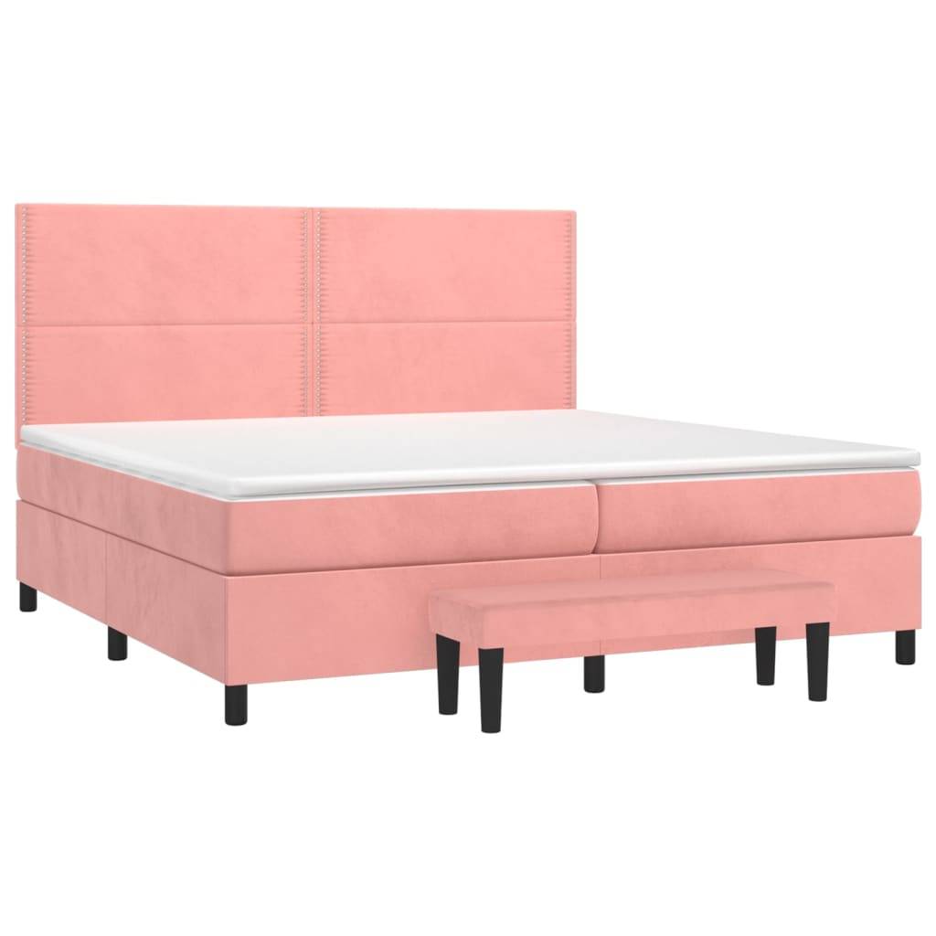 vidaXL Boxspringbett mit Matratze Rosa 200x200 cm Samt