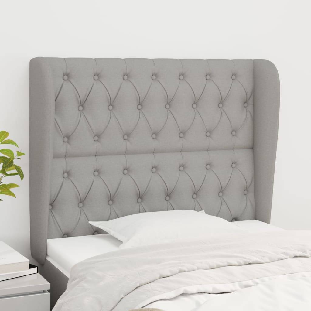 vidaXL Kopfteil mit Ohren Hellgrau 103x23x118/128 cm Stoff