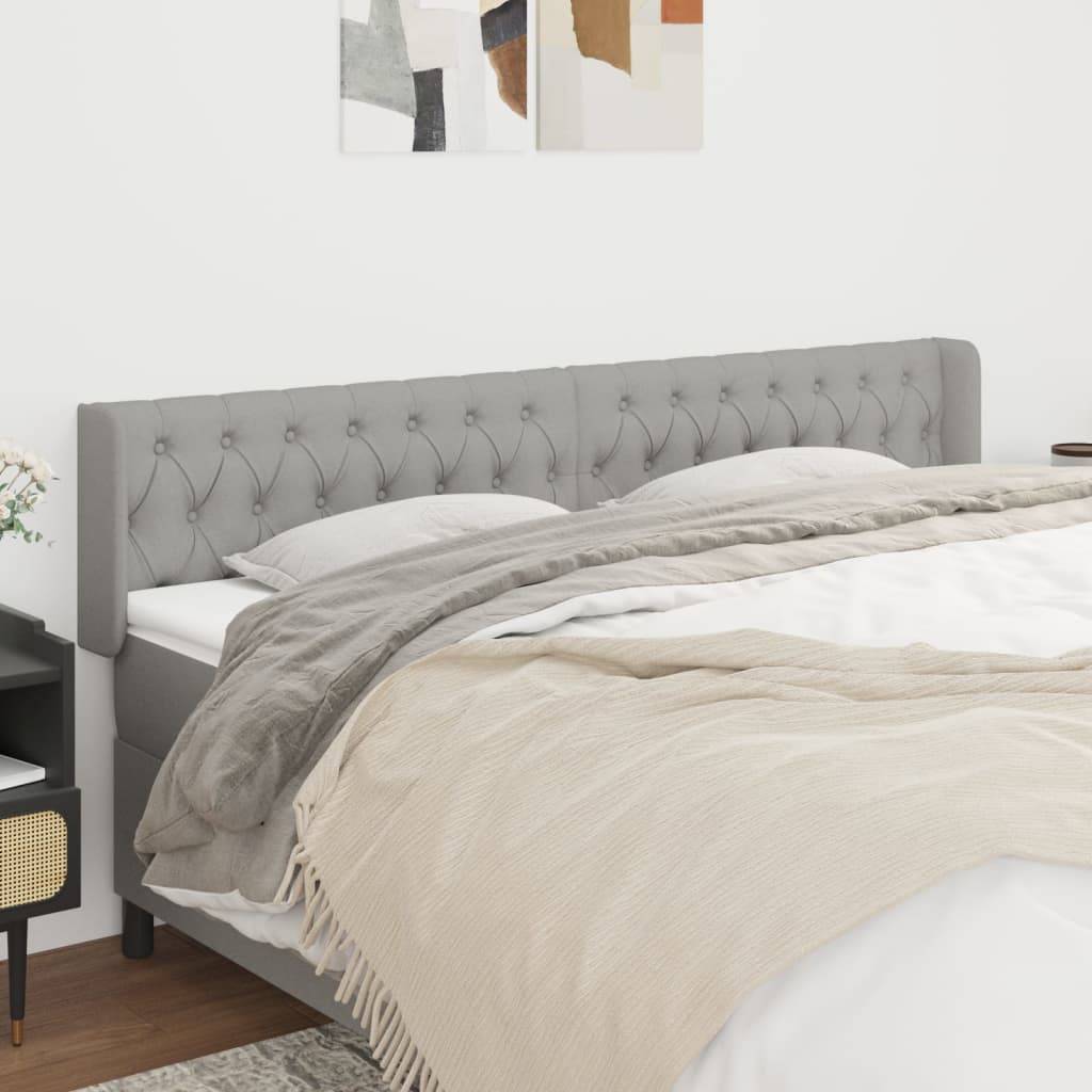 vidaXL Kopfteil mit Ohren Hellgrau 183x16x78/88 cm Stoff