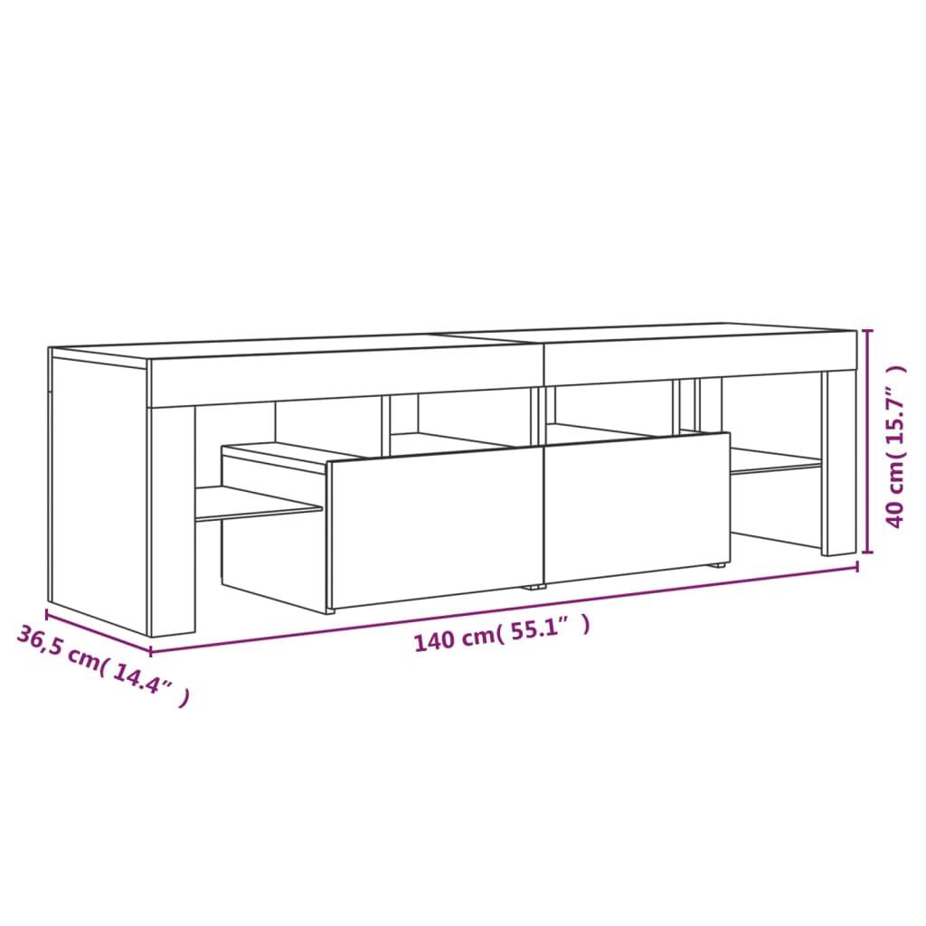 vidaXL TV-Schrank mit LED-Leuchten Grau Sonoma 140x36,5x40 cm