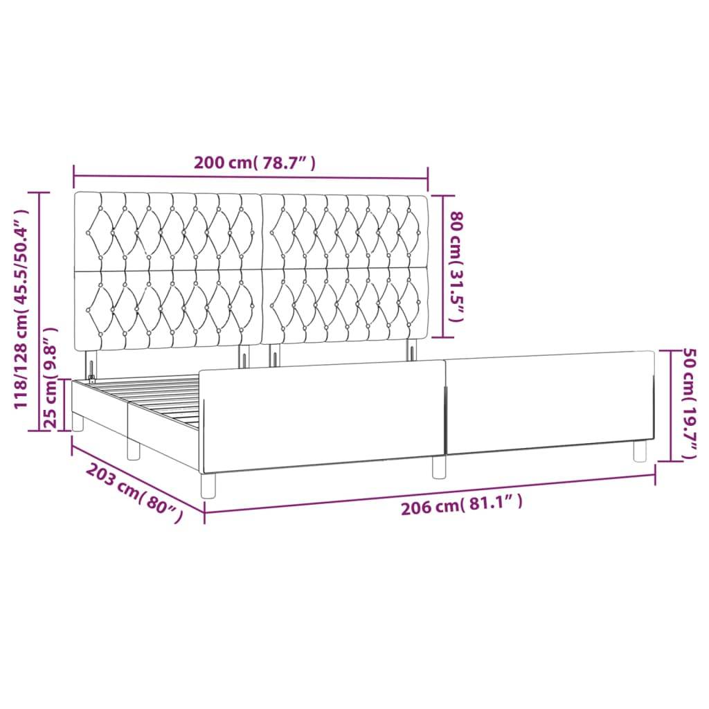 vidaXL Bettgestell mit Kopfteil Dunkelgrau 200x200 cm Stoff