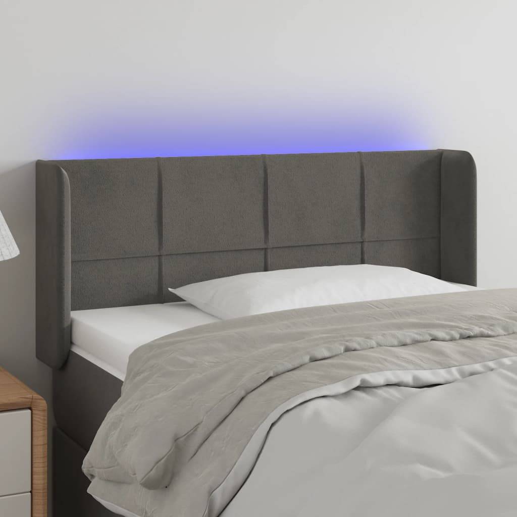vidaXL LED Kopfteil Dunkelgrau 93x16x78/88 cm Samt