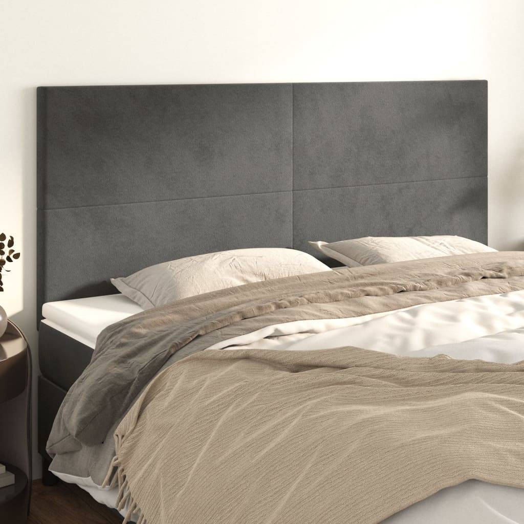 vidaXL Kopfteile 4 Stk. Dunkelgrau 100x5x78/88 cm Samt