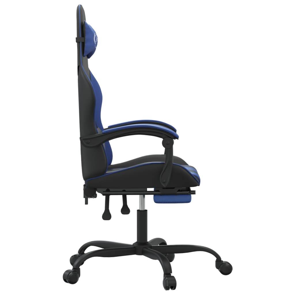 vidaXL Gaming-Stuhl mit Fußstütze Schwarz und Blau Kunstleder