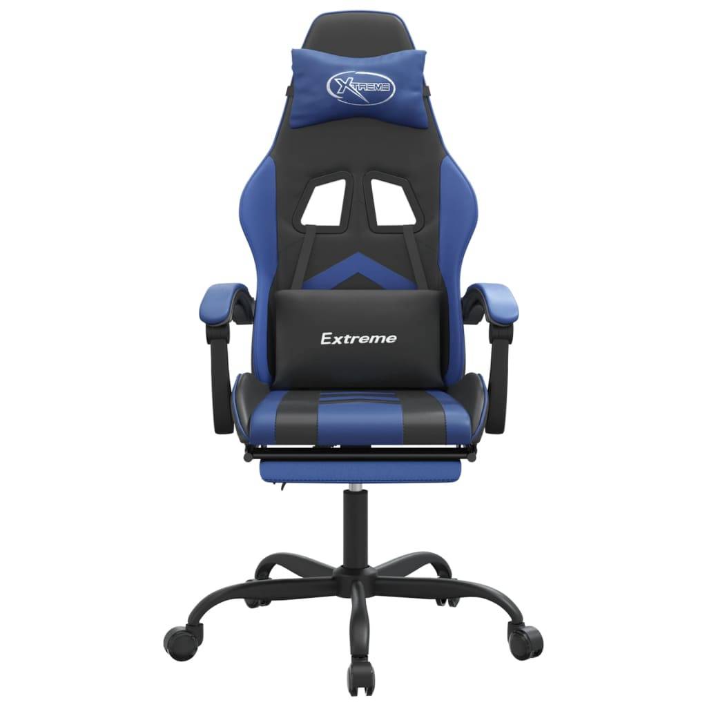 vidaXL Gaming-Stuhl mit Fußstütze Schwarz und Blau Kunstleder