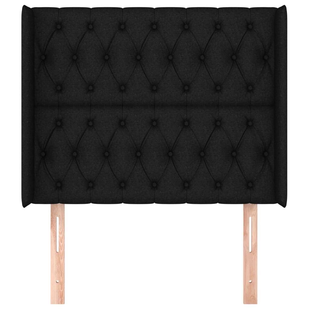 vidaXL Kopfteil mit Ohren Schwarz 93x16x118/128 cm Stoff