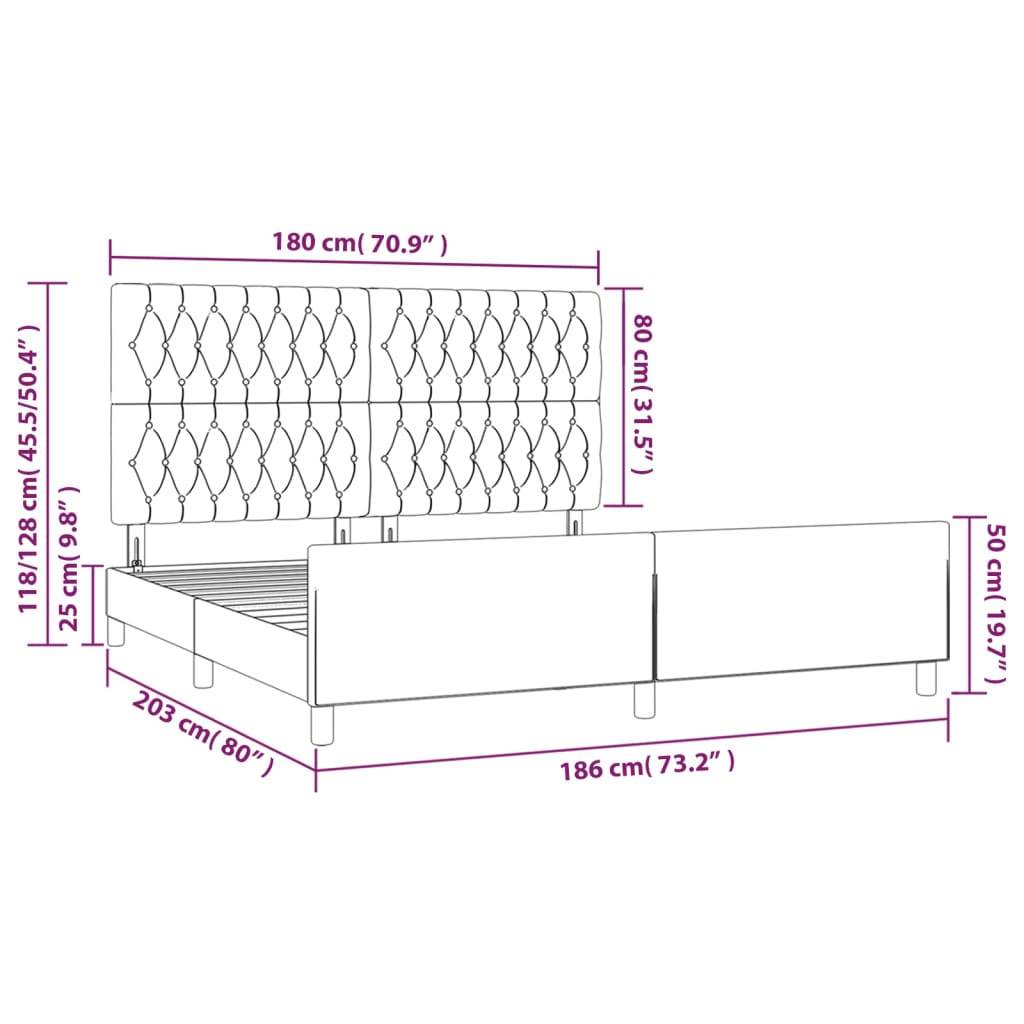 vidaXL Bettgestell mit Kopfteil Hellgrau 180x200 cm Samt
