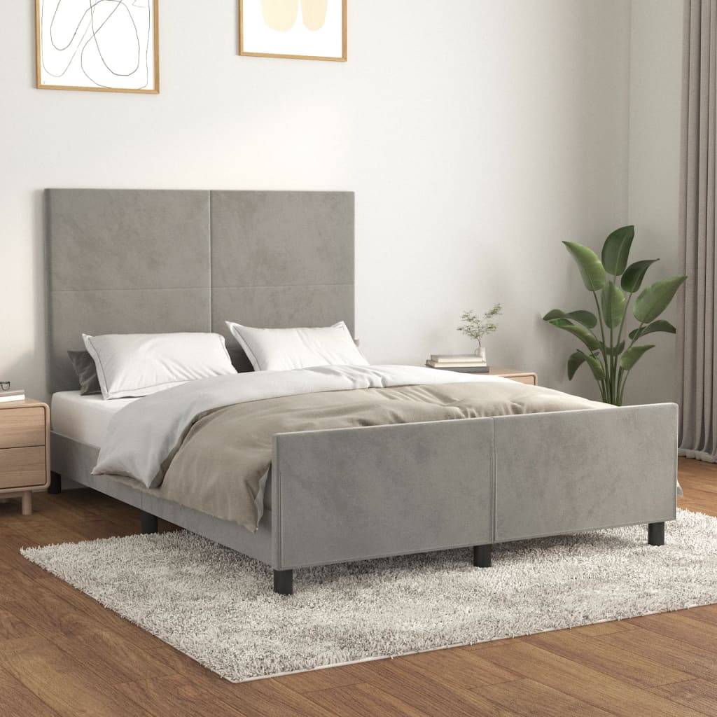 vidaXL Bettgestell ohne Matratze Hellgrau 140x190 cm Samt