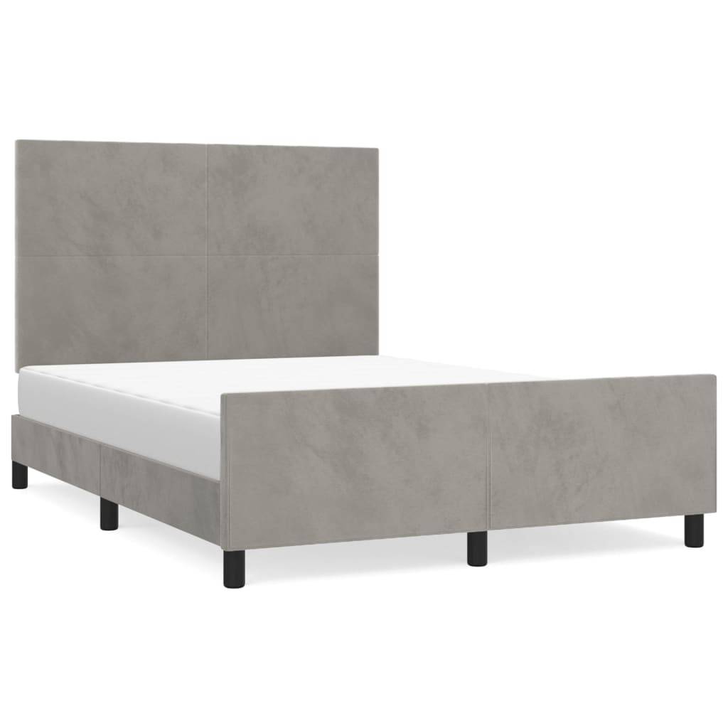 vidaXL Bettgestell ohne Matratze Hellgrau 140x190 cm Samt