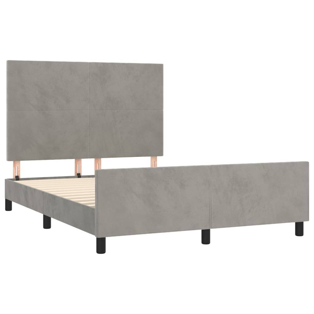 vidaXL Bettgestell ohne Matratze Hellgrau 140x190 cm Samt