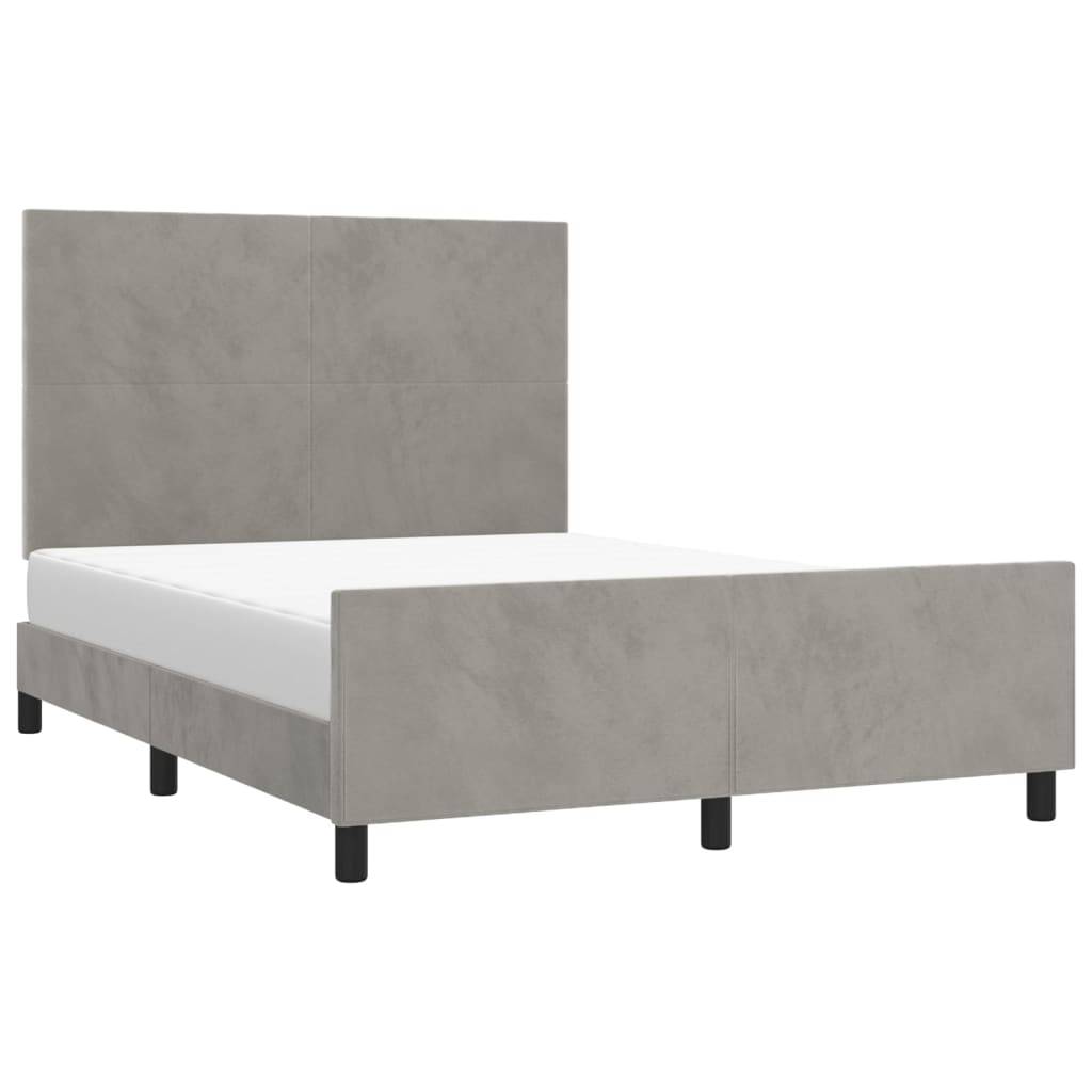 vidaXL Bettgestell ohne Matratze Hellgrau 140x190 cm Samt