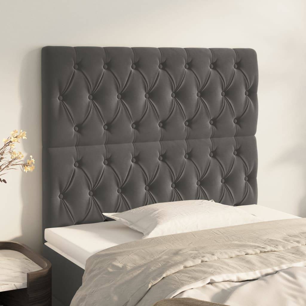 vidaXL Kopfteile 2 Stk. Dunkelgrau 90x7x78/88 cm Samt