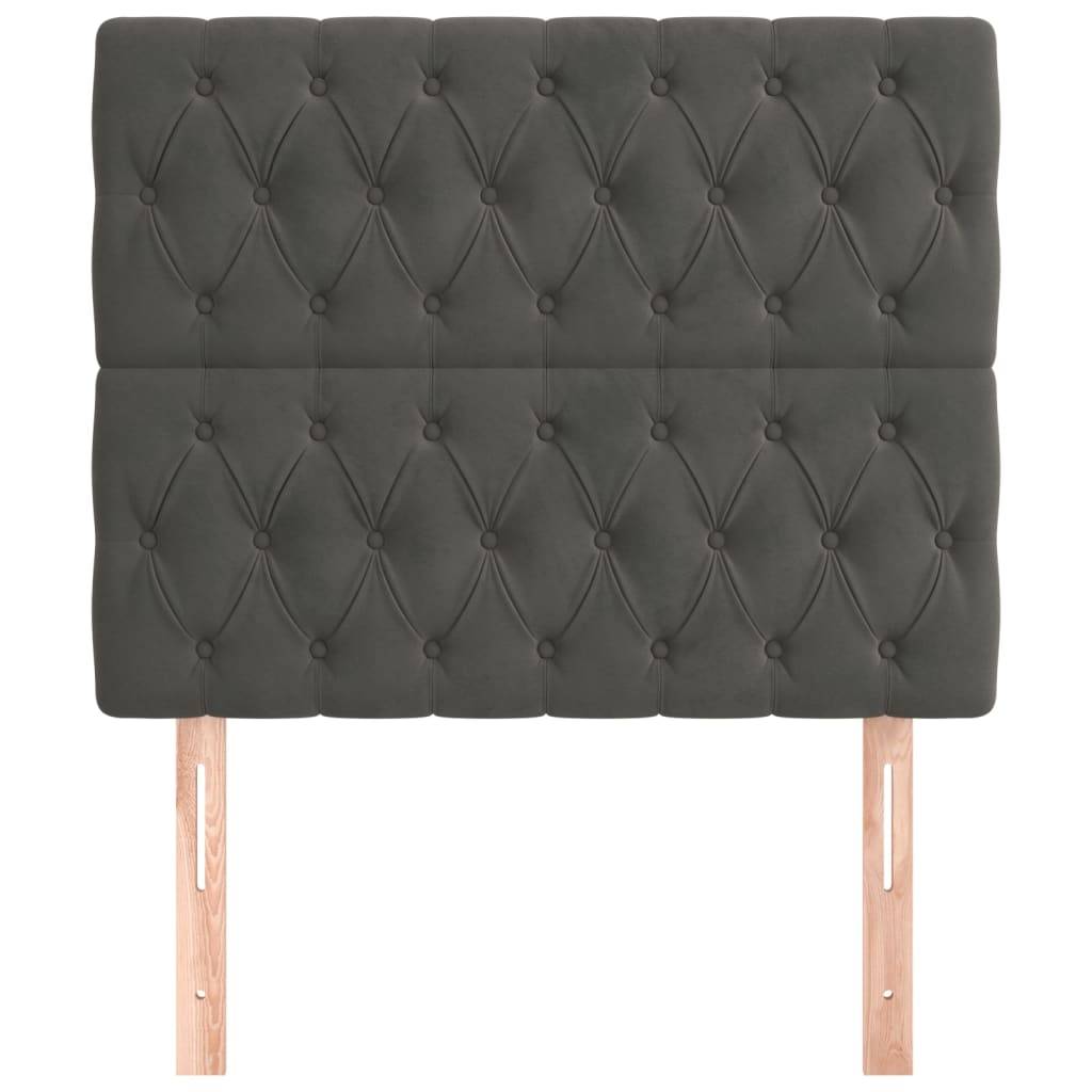 vidaXL Kopfteile 2 Stk. Dunkelgrau 90x7x78/88 cm Samt
