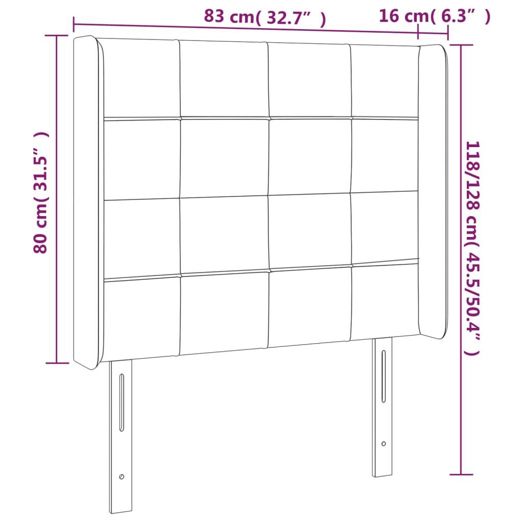vidaXL LED Kopfteil Schwarz 83x16x118/128 cm Stoff