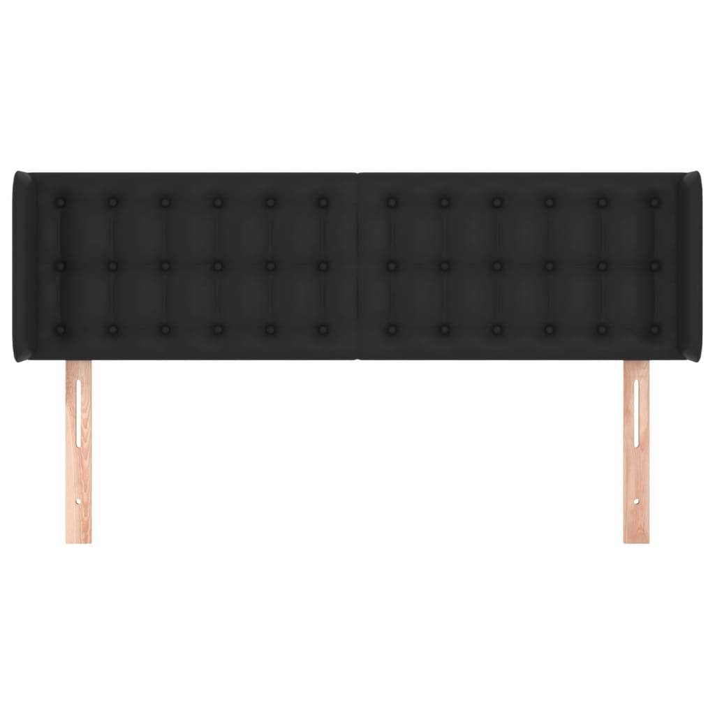 vidaXL Kopfteil mit Ohren Schwarz 147x16x78/88 cm Kunstleder