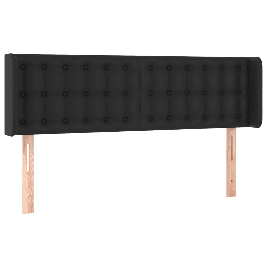 vidaXL Kopfteil mit Ohren Schwarz 147x16x78/88 cm Kunstleder