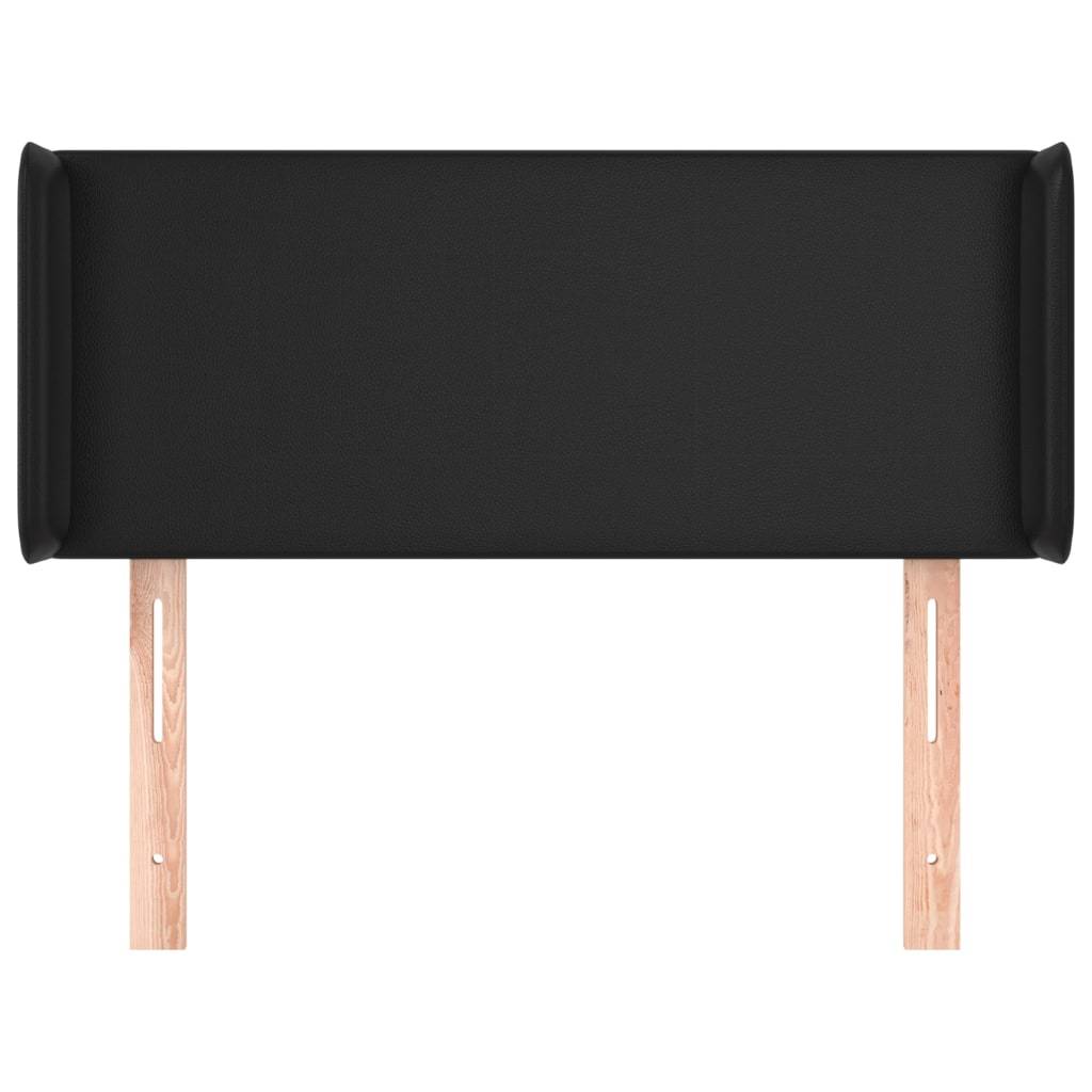 vidaXL Kopfteil mit Ohren Schwarz 93x16x78/88 cm Kunstleder