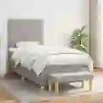 vidaXL Boxspringbett mit Matratze Hellgrau 80x200 cm Stoff vidaXL Boxspringbett mit Matratze Hellgrau 80x200 cm Stoff