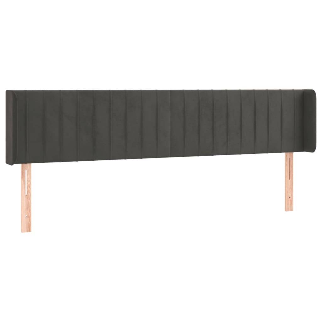 vidaXL Kopfteil mit Ohren Dunkelgrau 203x16x78/88 cm Samt