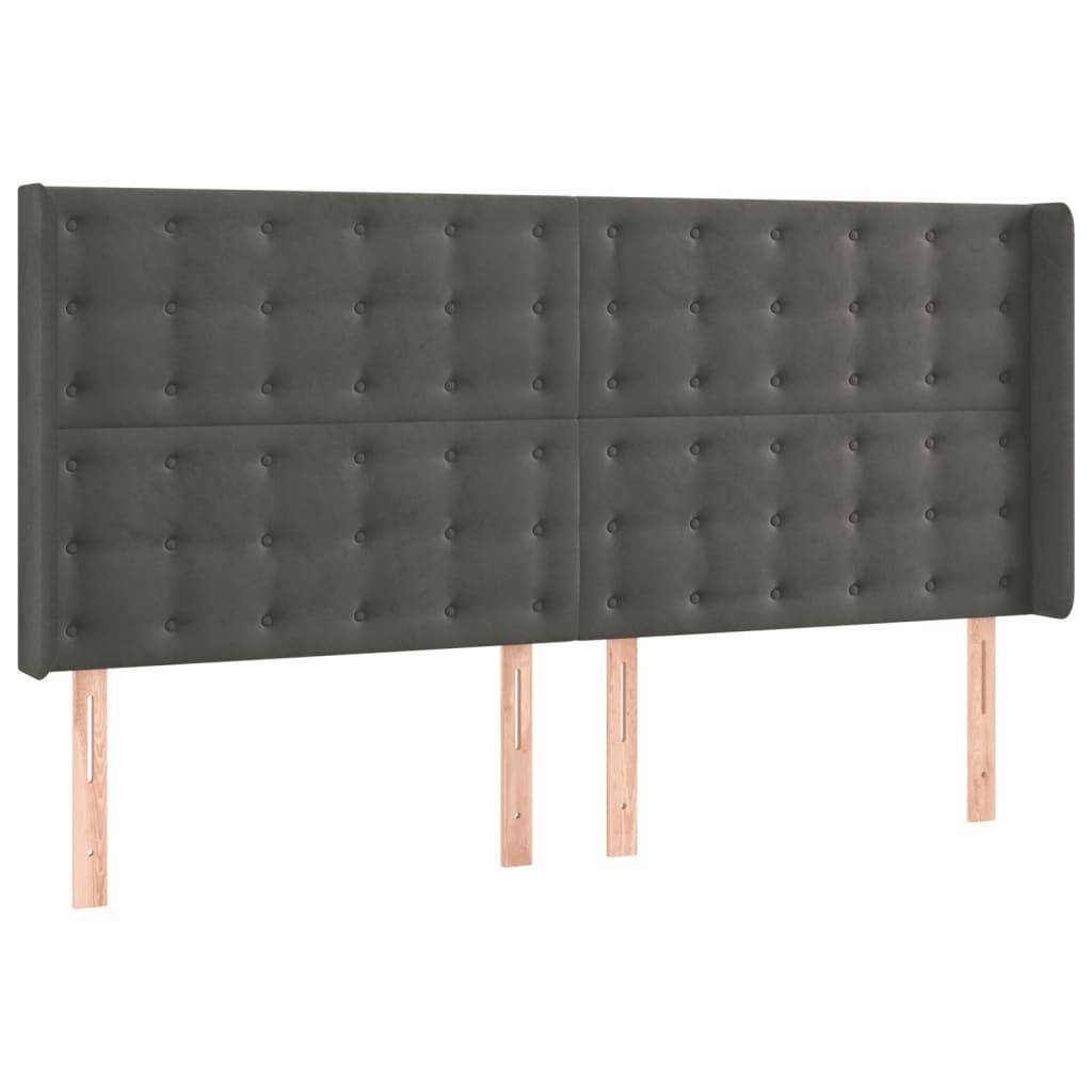 vidaXL LED Kopfteil Dunkelgrau 183x16x118/128 cm Samt