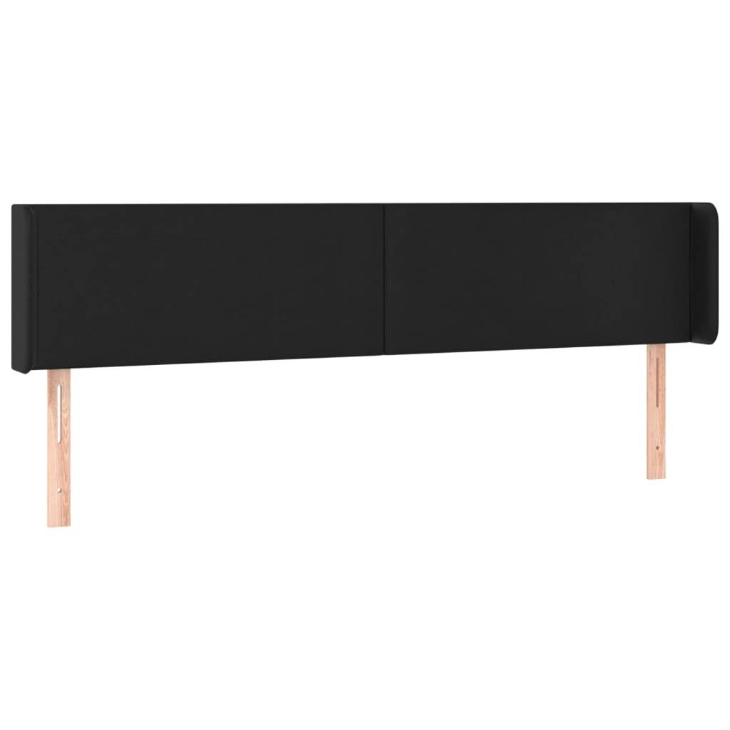 vidaXL Kopfteil mit Ohren Schwarz 203x16x78/88 cm Kunstleder