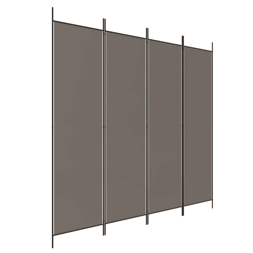 vidaXL 4-tlg. Paravent Anthrazit 200x200 cm Stoff